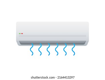 Air Conditioner With Cold And Warm Air In Flat Style. Vector Icon. Abstract Air Conditioner For Promo Design