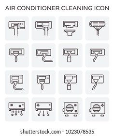 Air conditioner and air compressor cleaning icon set.