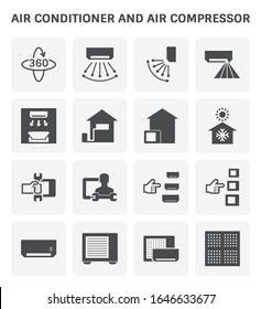 Air conditioner and air compressor vector icon set design.