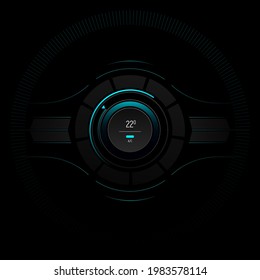 Air conditioner control futuristic panel. Digital interface car air conditioner. AC button. Hud element of car touch screen modern design.  Vector illustration.