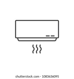 Air conditioner, cooler line icon.