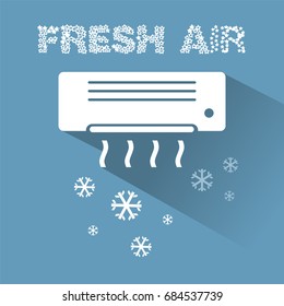 Air conditioner cooling icon with text