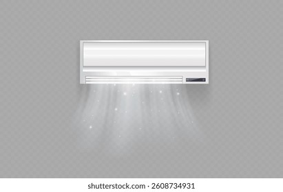 Air Conditioner Cooling System Equipment for Air Cold Wind Breeze Temperature Climate Control Fan Freezing Condition Comfort Fresh Flow Wave Power White Clean Room Weather Modern Abstract Motion