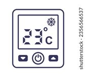 air conditioner display icon with temperature. flat vector illustration.