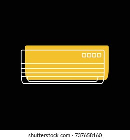 Air conditioner doodle icon vector illustration for design and web isolated on black background. Air conditioner vector object for label web and advertising