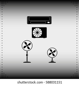 Air conditioner, fan.