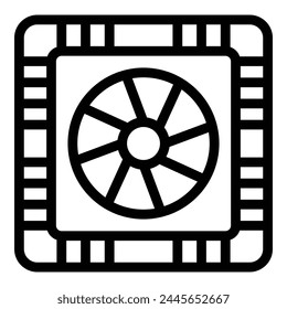 Icono de ventilador de aire acondicionado - Vector de contorno. Sistema de control de temperatura. Aparato de climatización interior