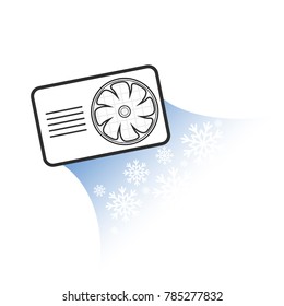 Air conditioner with fan silhouette vector