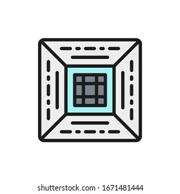 Air conditioner filter, central air conditioning flat color line icon.