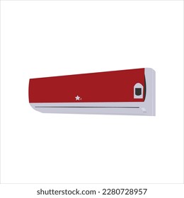 Air conditioner flat design icon. Vector illustrationvector of split ac and it's smoking or burning compressor cause of over hot temperature with blue backgroundSplit ac icon in isometric vectorAir co