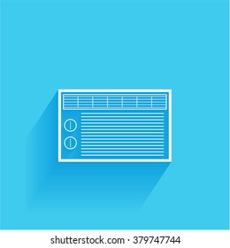 air conditioner, flat icon isolated on a blue background for your design, vector illustration