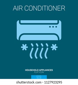 Air Conditioner flat icon on blue