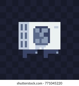 Air conditioner flat icon. Pixel art style. 8-bit style. Sticker design. Isolated abstract vector illustration. 