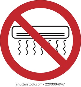 Air conditioner forbidden sign red circle road icon silhouette symbol on white background