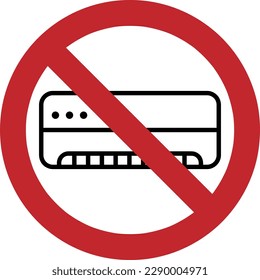 Air conditioner forbidden sign red circle road icon silhouette symbol on white background..eps