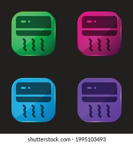 Air Conditioner four color glass button icon