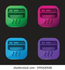 Air Conditioner four color glass button icon