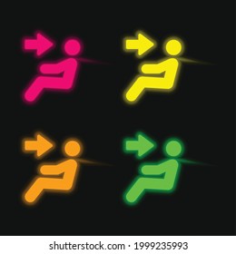 Air Conditioner four color glowing neon vector icon