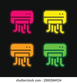 Icono de vector de neón brillante de cuatro colores