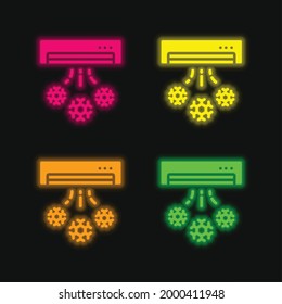 Air Conditioner four color glowing neon vector icon
