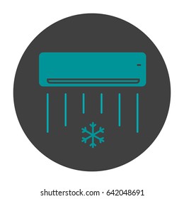 Air conditioner glyph color icon. Silhouette symbol on black background. Negative space. Vector illustration