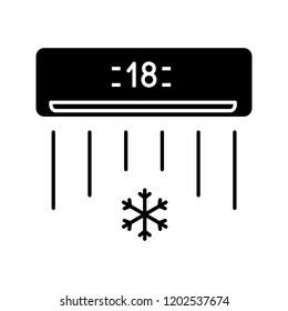Air conditioner glyph icon. Silhouette symbol. Air conditioning. Negative space. Vector isolated illustration