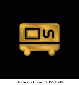Air Conditioner gold plated metalic icon or logo vector