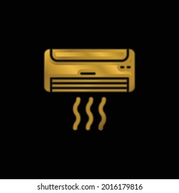 Air Conditioner gold plated metalic icon or logo vector