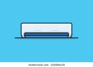 Air Conditioner Handing On Wall vector illustration. Technology object icon concept. White air condition electrical system device vector design. Interior electric equipment icon logo.