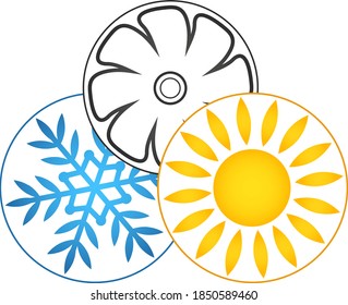 Air conditioner heating fan cooling design for business