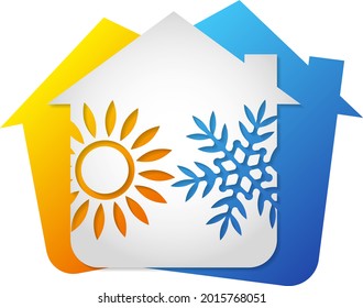 Aire acondicionado en el símbolo del sistema de refrigeración y calefacción del hogar