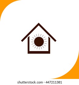 Air conditioner at home sign. Brown icon on white background
