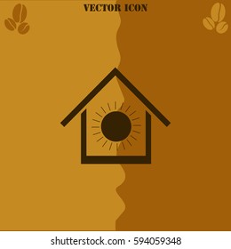 Air conditioner at home vector  icon Coffee symbol background.