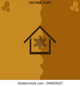 Air conditioner at home vector  icon Coffee symbol background.