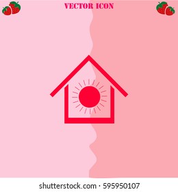 Air conditioner at home vector  icon. Strawberry Background.