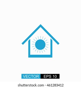 Air conditioner at home vector. Isolated blue icon on white background.
