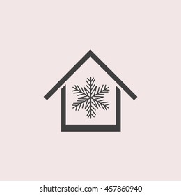 Air conditioner at home web icon. Isolated illustration