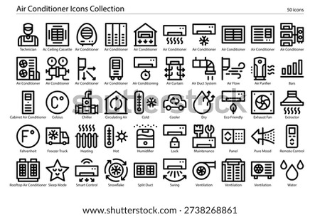 Air Conditioner HVAC Cooling and Climate Control System Icons