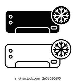 Ícone de ar condicionado - Ícone AC, estilo simples plana, ilustração, símbolo de logotipo símbolo pictograma modelo, para ui ou ux isolado em branco para aplicativo móvel, editável