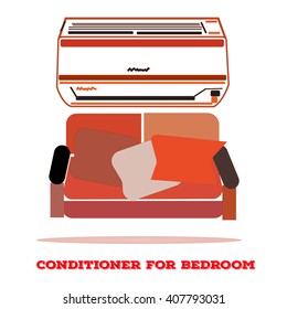  air conditioner icon for bedroom in flat line style, vector