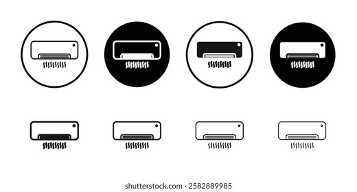 Air Conditioner icon Black line art vector logo set