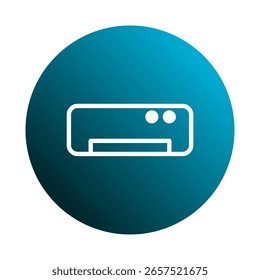 El icono del aire acondicionado con un fondo azul representa la tecnología de refrigeración y el sistema de control ambiental para los hogares modernos