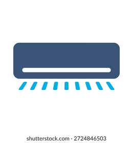 Icono de aire acondicionado azul plano diseño de Vector aparato de enfriamiento símbolo de control de clima hogar frío elemento gráfico signo