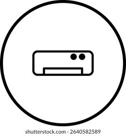 Air Conditioner Icon in Circular Frame: Climate Control Technology Representation