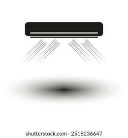 Icono de aire acondicionado. Flujo de aire fresco. Vector gráfico. Diseño minimalista negro.