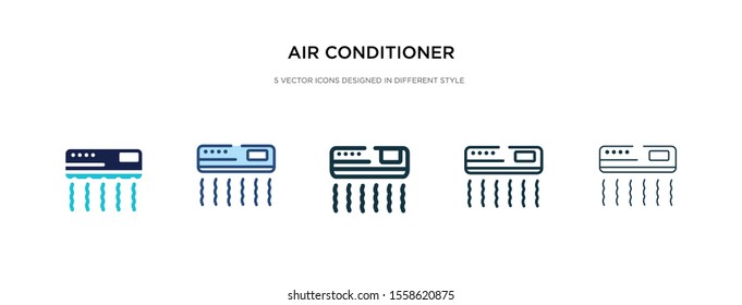 air conditioner icon in different style vector illustration. two colored and black air conditioner vector icons designed in filled, outline, line and stroke style can be used for web, mobile, ui