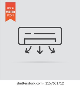 Air conditioner icon in flat style isolated on grey background. For your design, logo. Vector illustration.