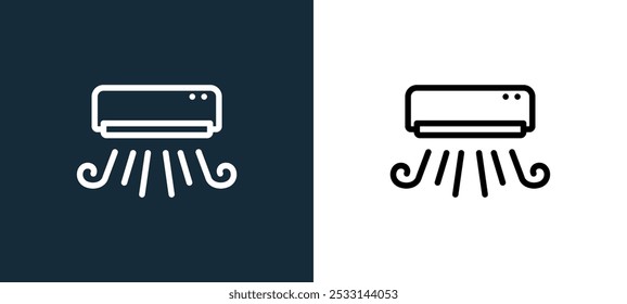 Icono de aire acondicionado aislado en colores blanco y negro Icono de Vector lineal de contorno de aire acondicionado de la colección de decoración de la habitación para App móviles, Web y UI.