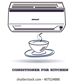  air conditioner icon for kitchen in flat line style, vector