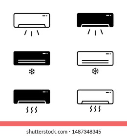 Air conditioner icon in modern flat design isolated on white background, cold vector illustration for web site or mobile app